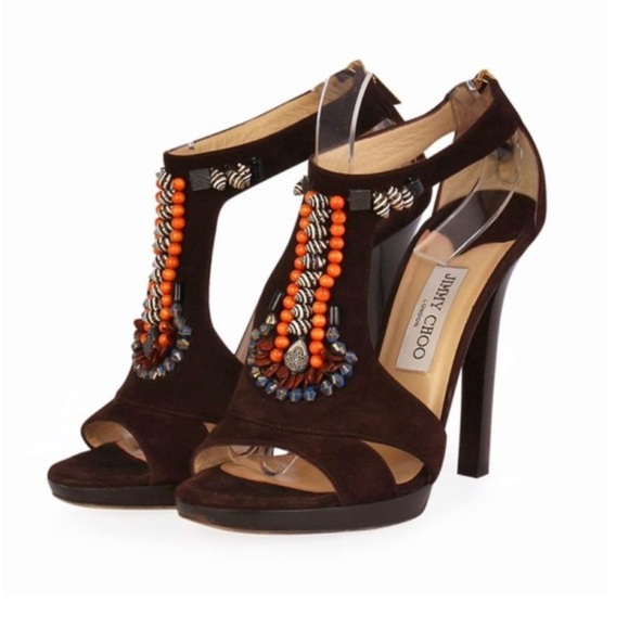 Jimmy Choo Shoes - 🎉HP🎉 JIMMY CHOO Seashell & Beaded Heels SZ 9